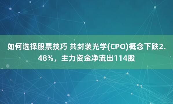 如何选择股票技巧 共封装光学(CPO)概念下跌2.48%，主力资金净流出114股